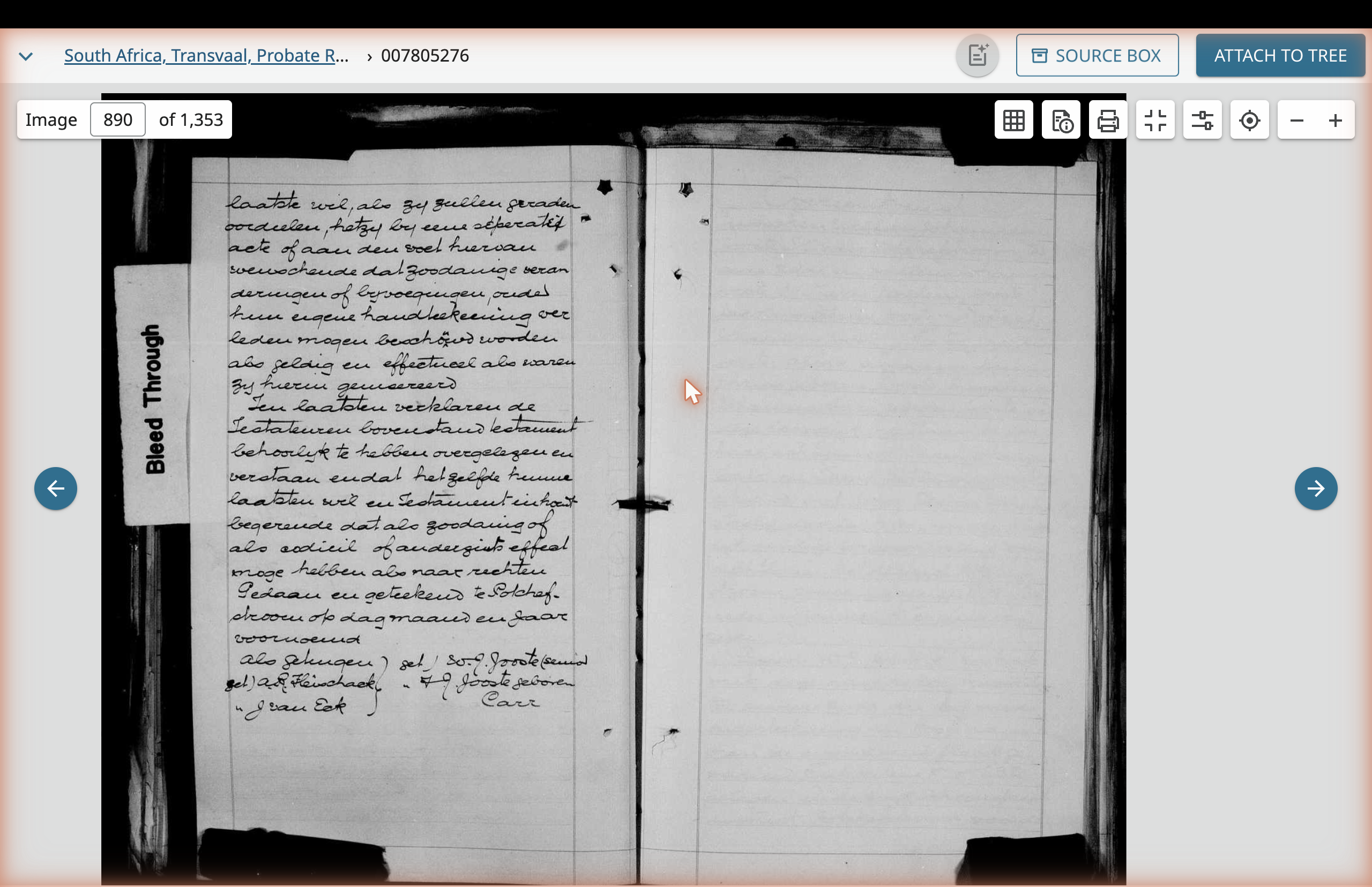 The duplicate Will closing signatures, image 890. The signatures of G5, Fanny, and the witnesses A.K. Hisenbach and J. van Eck are visible at the bottom.